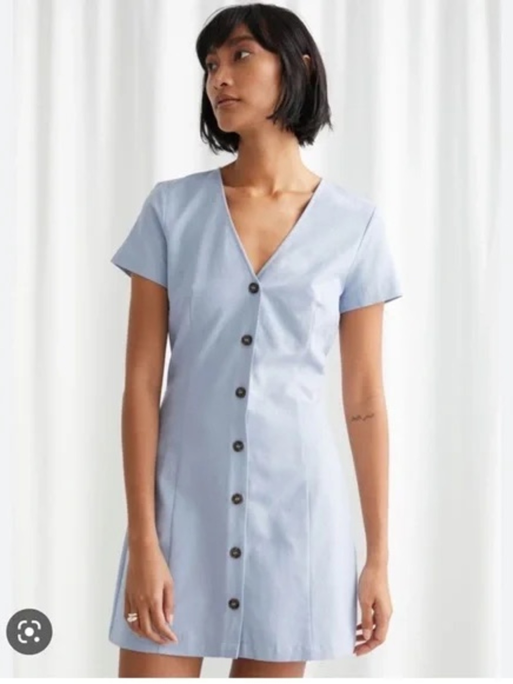 & Other Stories Hourglass Cotton Blend Mini Dress